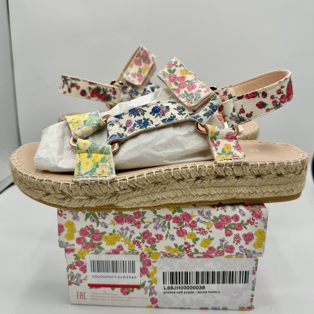 NWT LoveShackFancy x Manebi Hiking Platform Espadrilles Floral Strap Sandals​